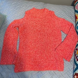 New York & company acrylic cold shoulder bell sleeve sweater orange white medium